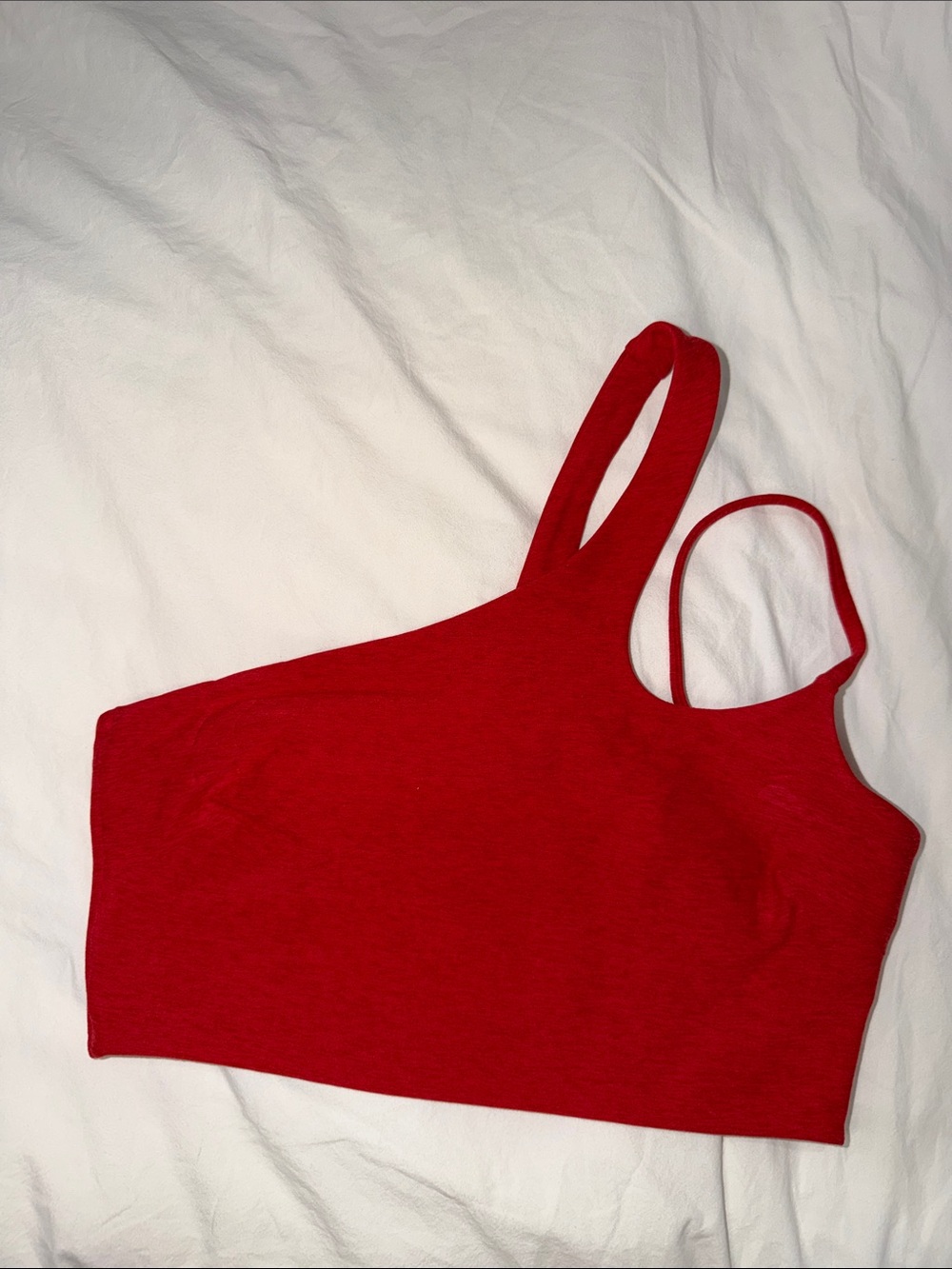 Bombshell Sportswear Red One-Shoulder Double Strap Crop Tank